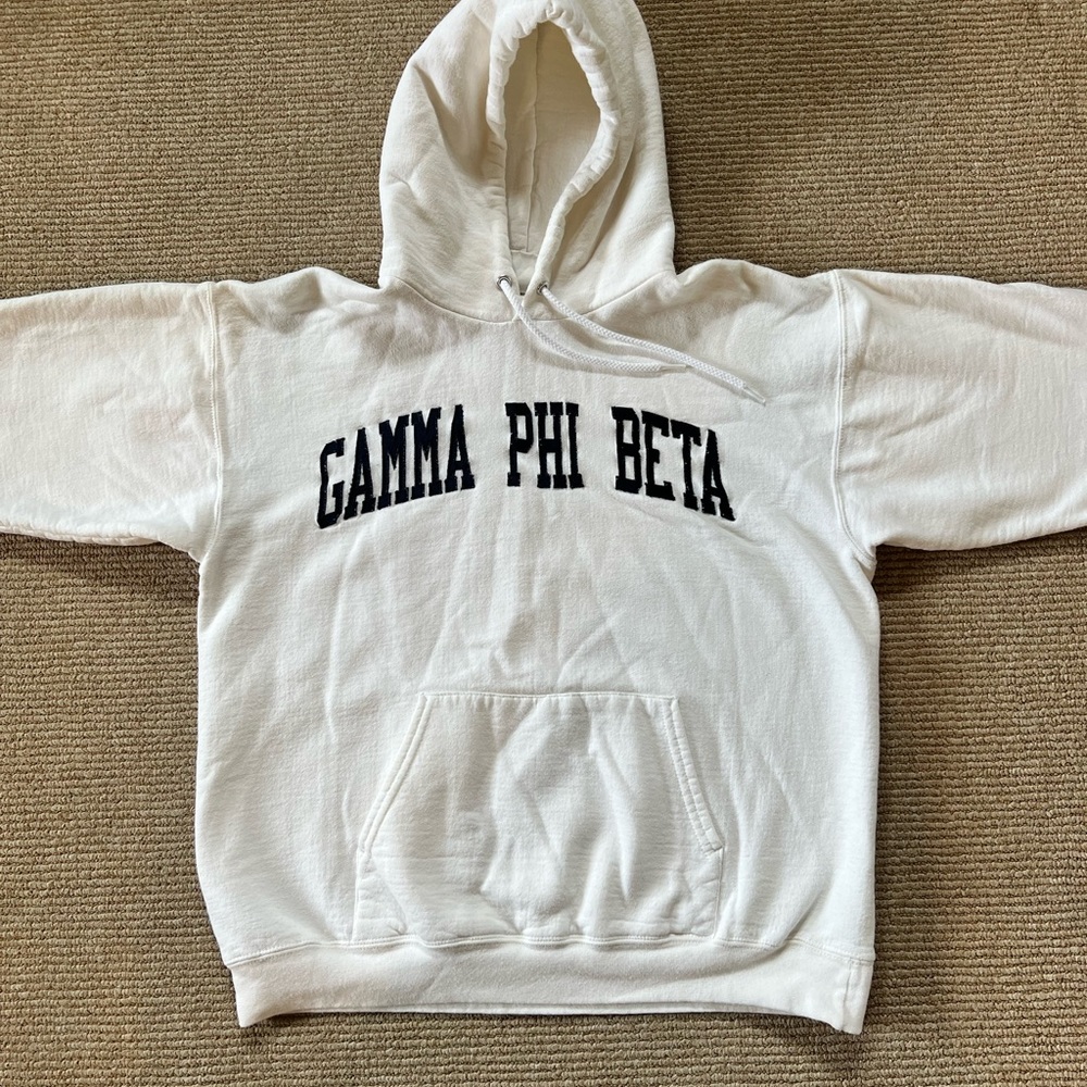 Vintage Gamma Phi Beta Hooded Sweatshirt - Size Medium.